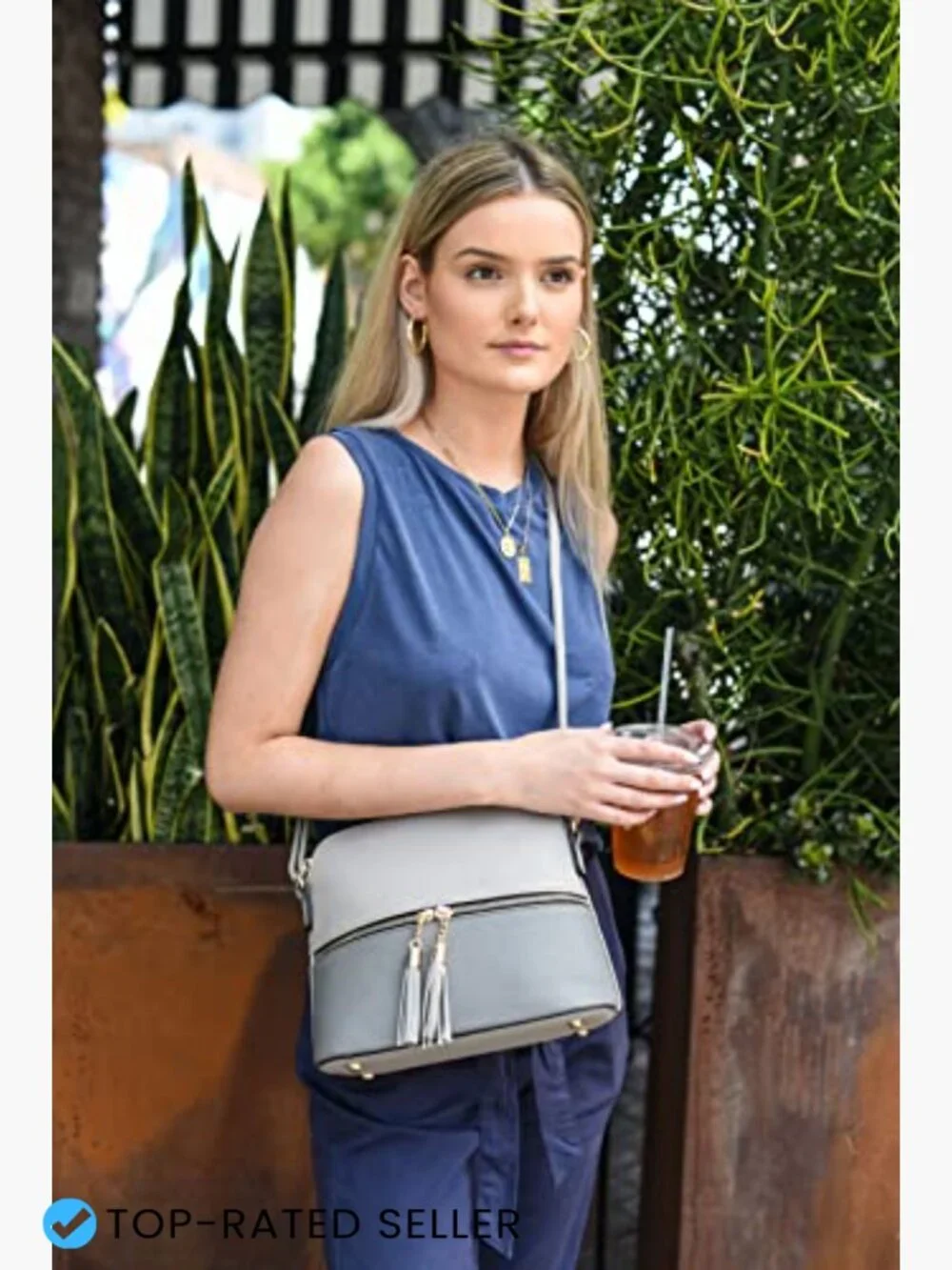 Medium Dome Crossbody Bag with Tassel Zipper Pocket Adjustable Strap